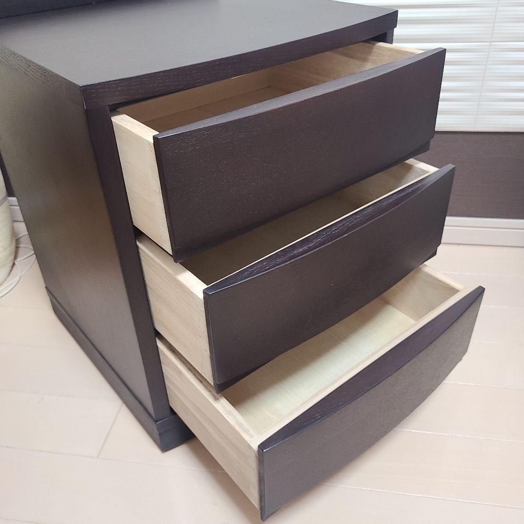 ダークブラウン サイドテーブル 電源コード付き キャスター付き