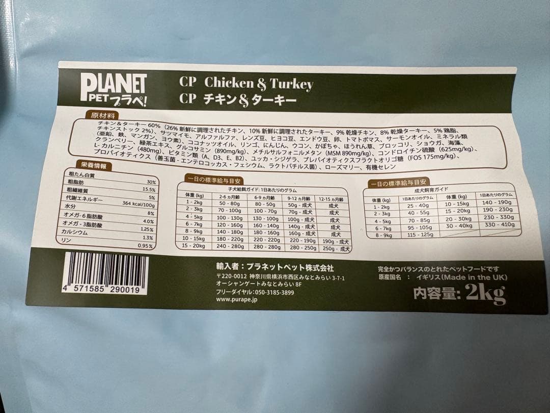 プラペ PLANET PET CP チキン & ターキー 2kg ✖️2袋