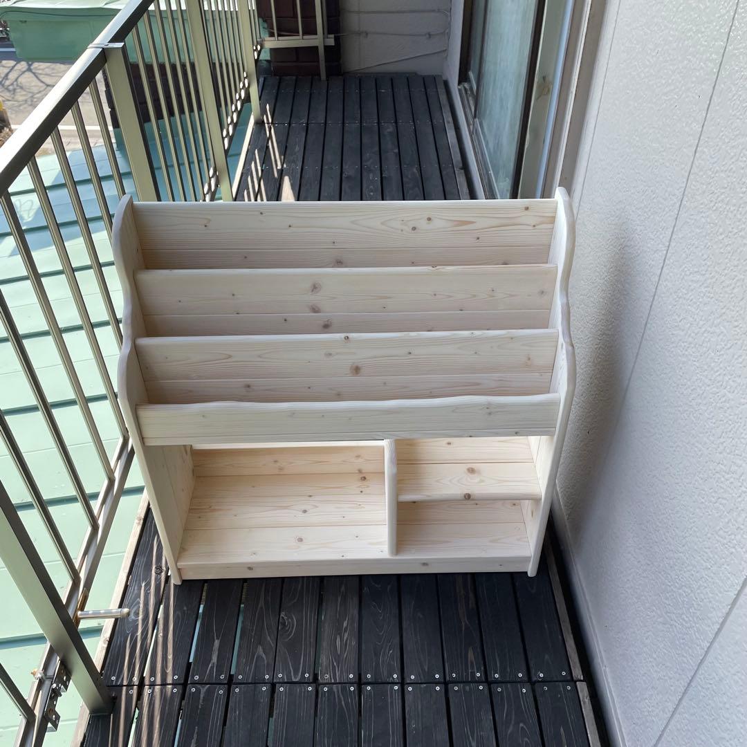 ★彡【新品】通常サイズ　ワトコオイル（ホワイト）ワイドA　絵本棚　ハンドメイド