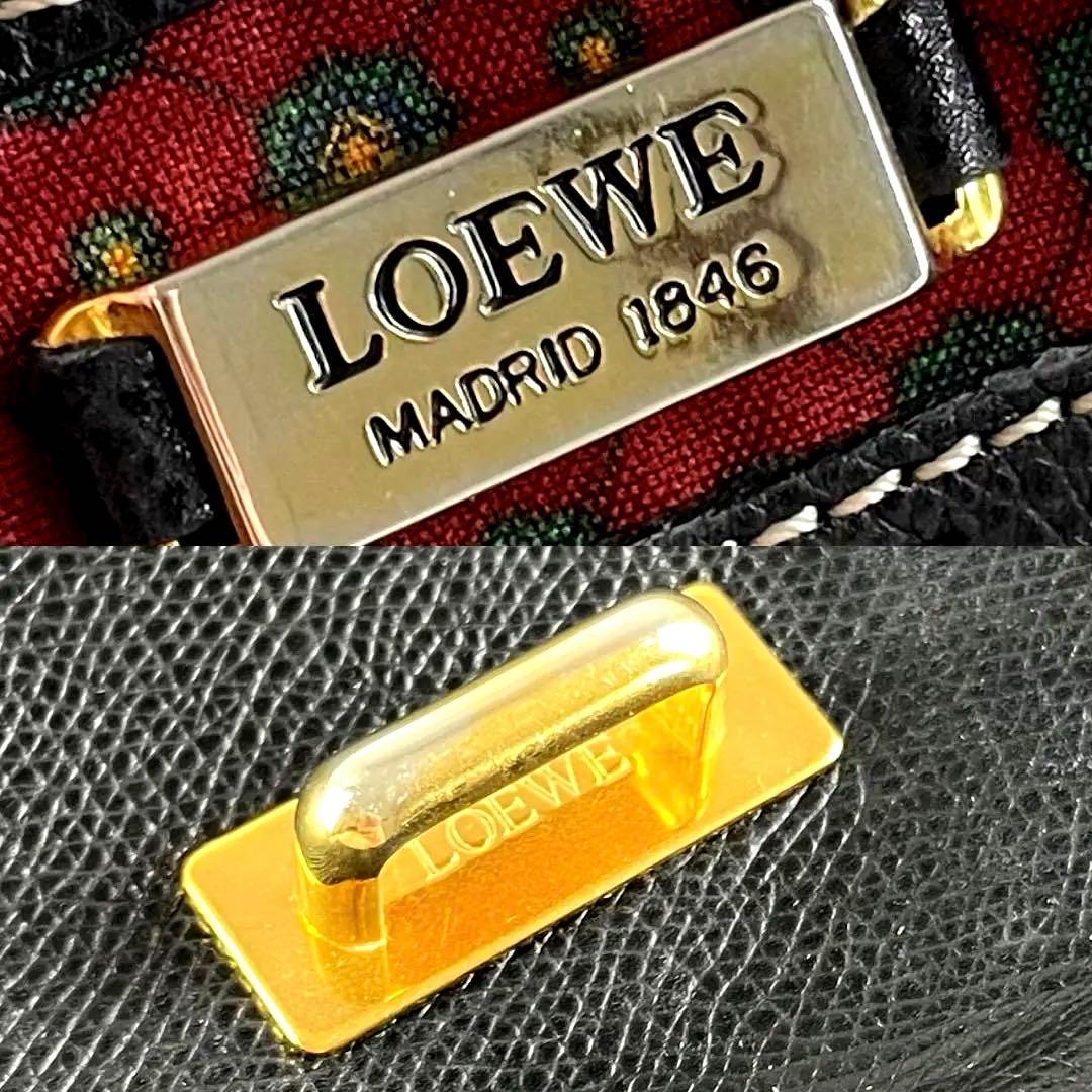 【美品】LOEWE ロエベ ショルダーバッグ アナグラム 1846 レザー 黒