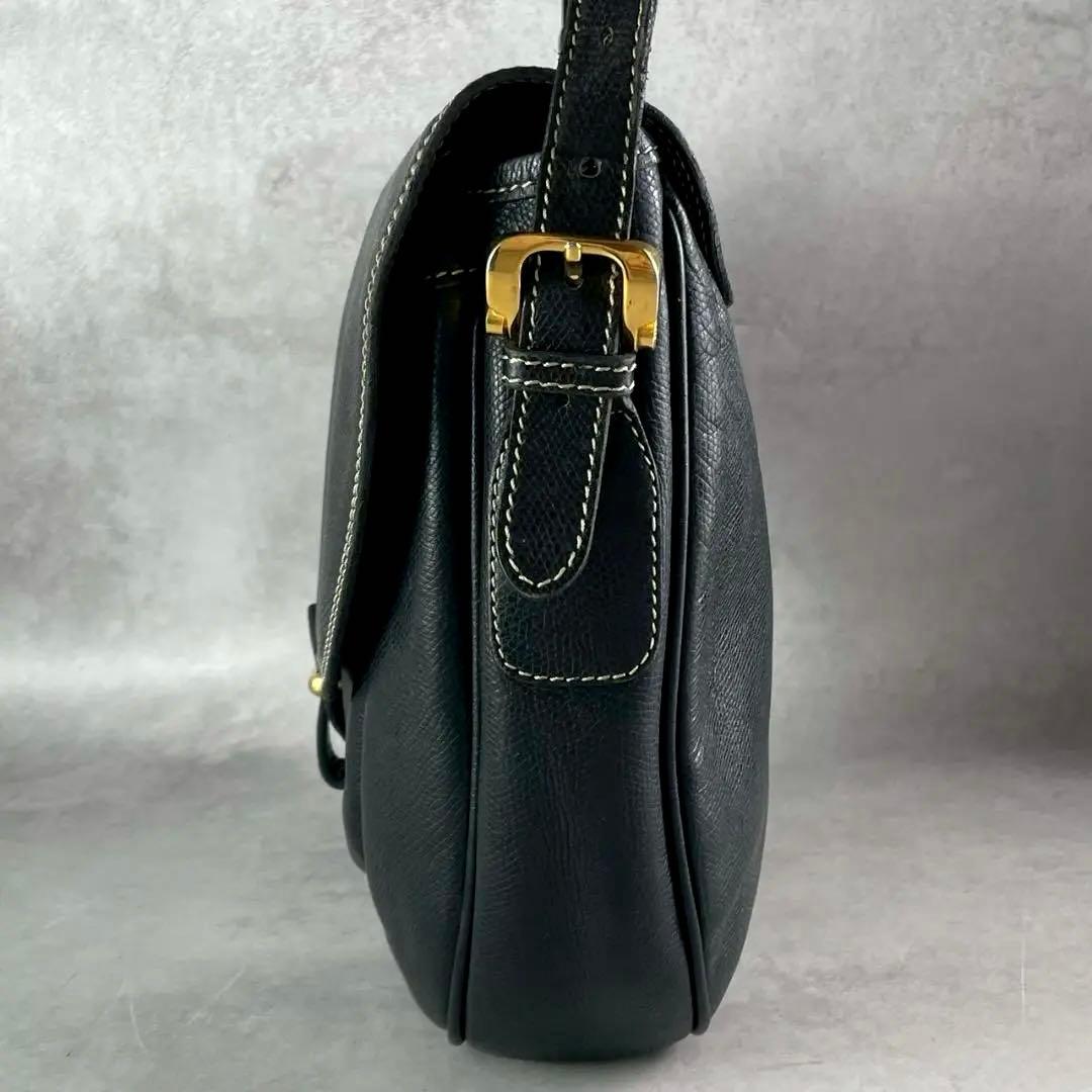 【美品】LOEWE ロエベ ショルダーバッグ アナグラム 1846 レザー 黒