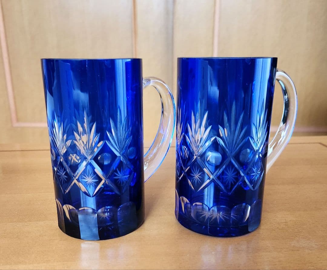 【美品】切子 ガラスジョッキ ペアセット