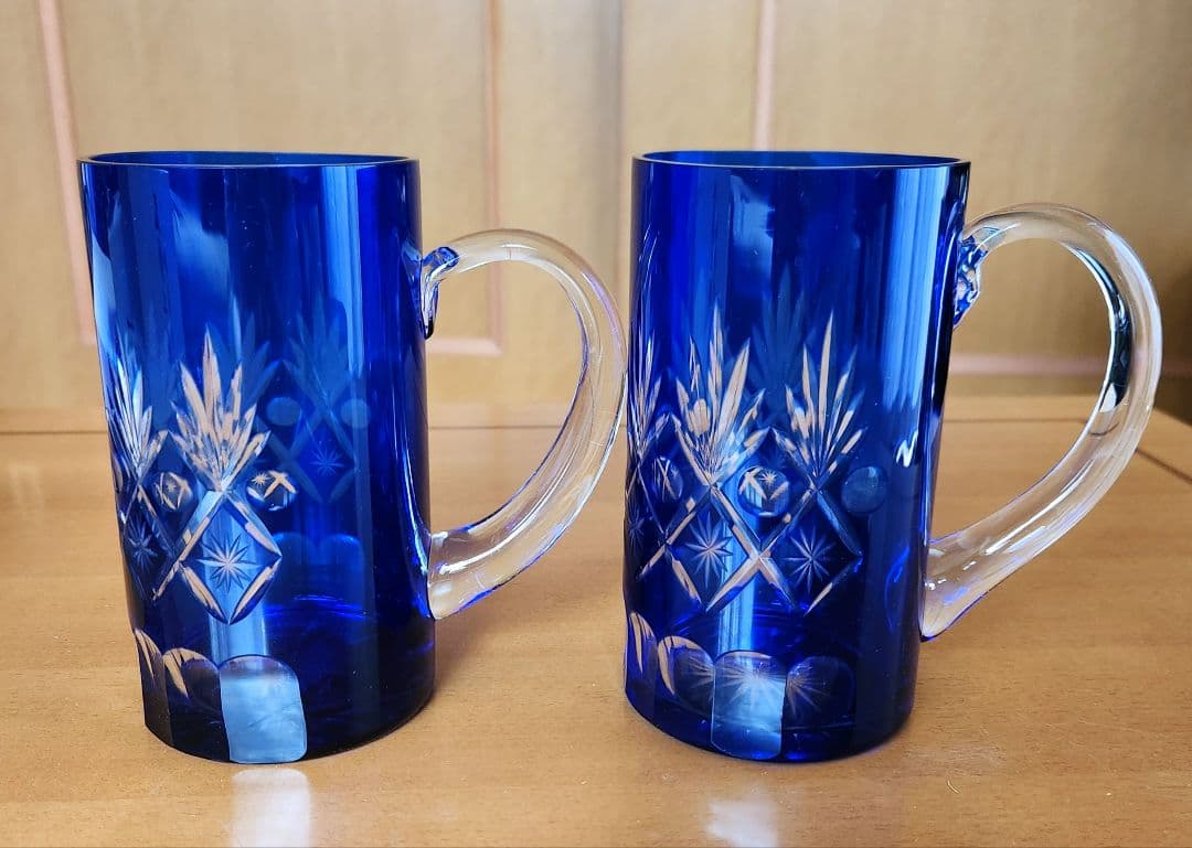 【美品】切子 ガラスジョッキ ペアセット