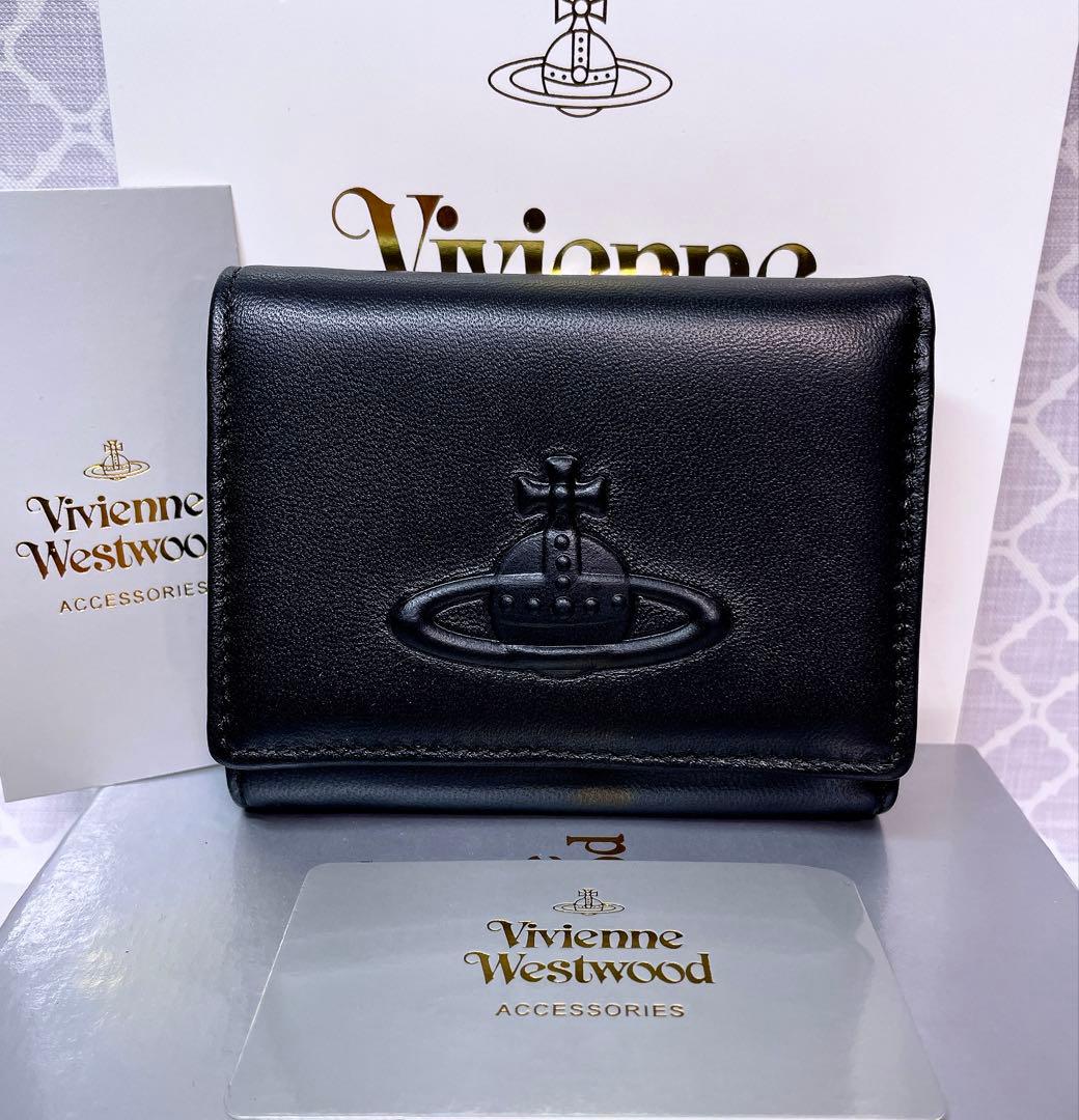 【素敵✨️ショッパー付】新品 ヴィヴィアン・ウエストウッド 三折財布 スムース