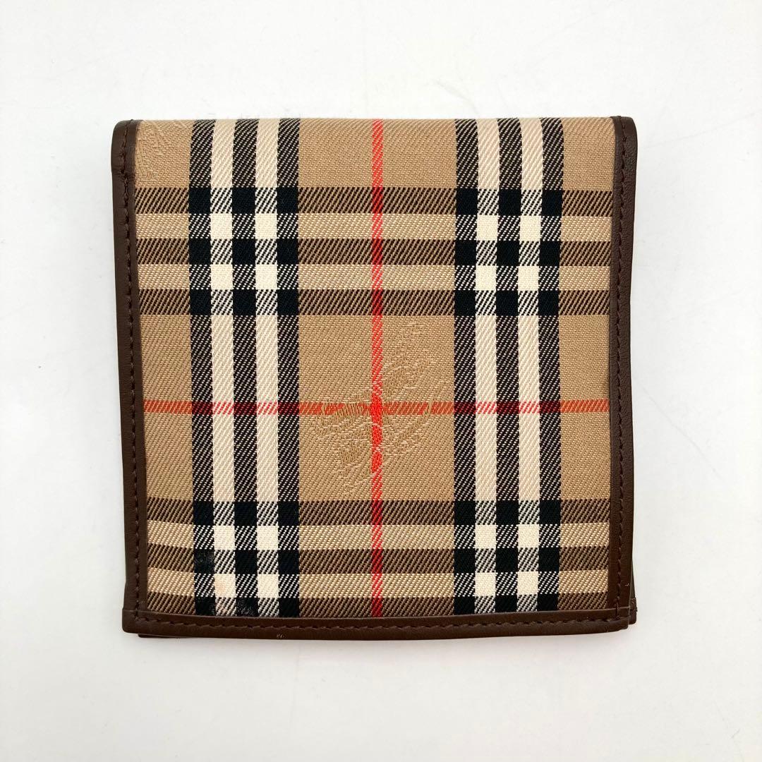 タコ✨ BURBERRY 二つ折り財布 ノバチェック シャドーホース 茶色