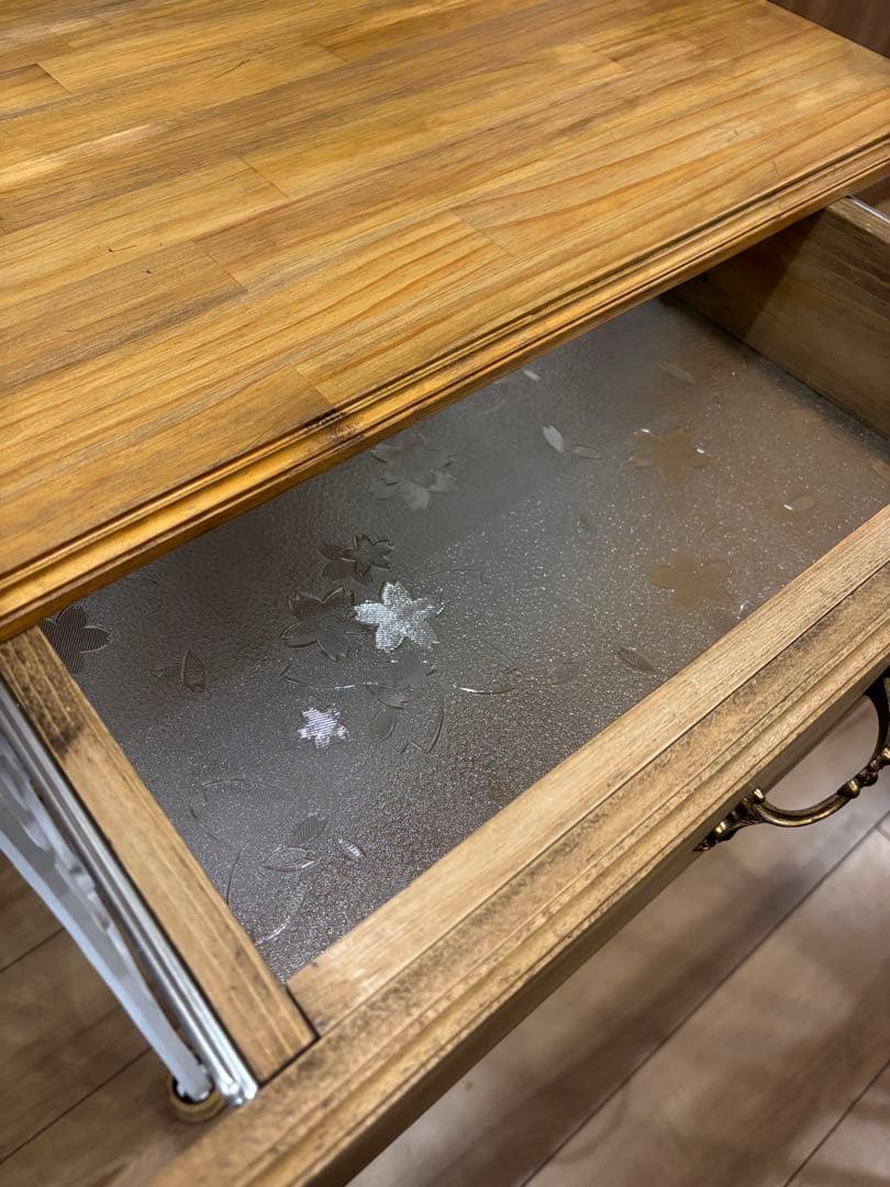 singer ホワイト網足　ミシンテーブル　引き出しつき