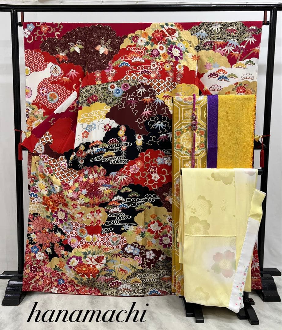 振り袖　フルセット　別誂長襦袢付　 金彩加工　刺繍入り　しつけ糸付　 501