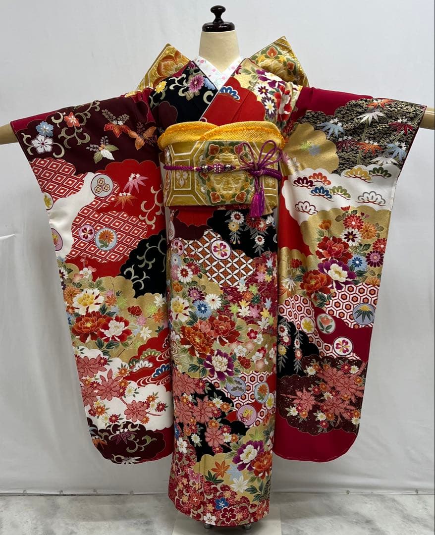 振り袖　フルセット　別誂長襦袢付　 金彩加工　刺繍入り　しつけ糸付　 501