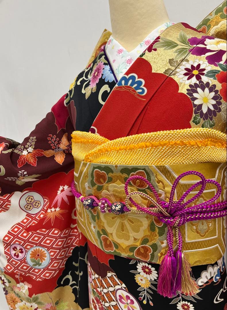 振り袖　フルセット　別誂長襦袢付　 金彩加工　刺繍入り　しつけ糸付　 501