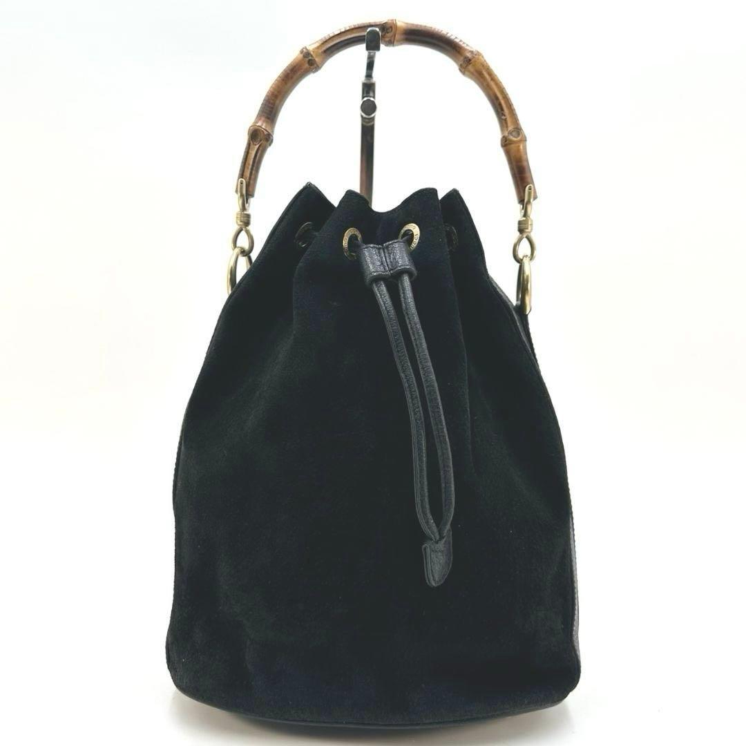 GUCCI グッチ バンブー 巾着 2way ハンドバッグ ショルダーバッグ 黒