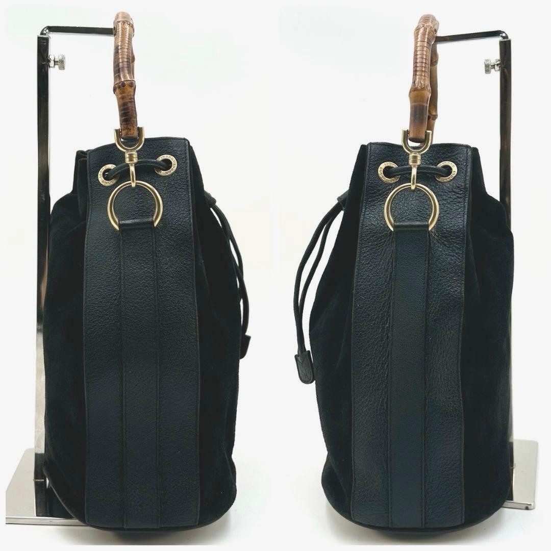 GUCCI グッチ バンブー 巾着 2way ハンドバッグ ショルダーバッグ 黒