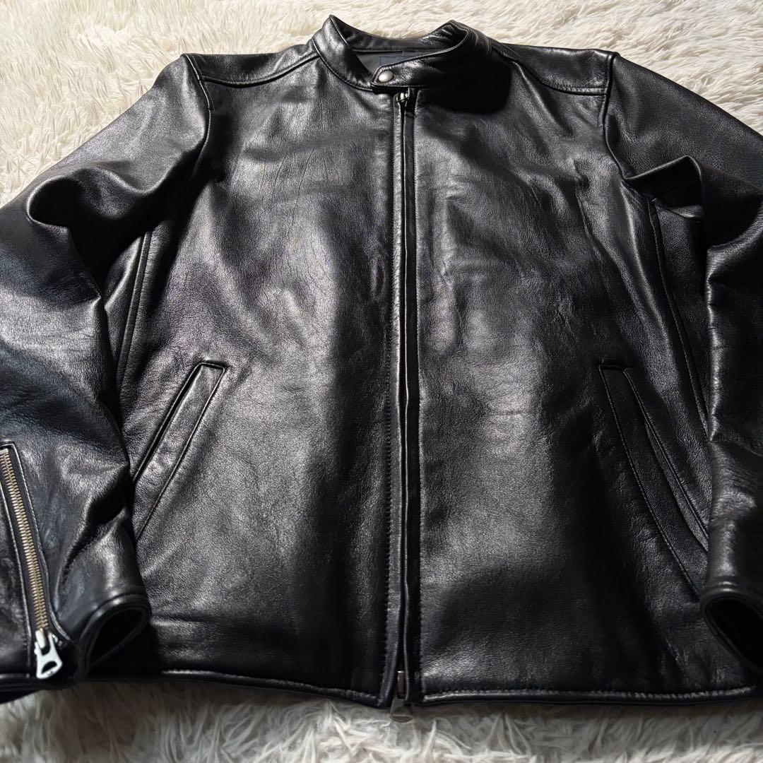 ニ*ノ様 美品✨ナノユニバース　ライダースジャケット　シングル　羊革　ブラック