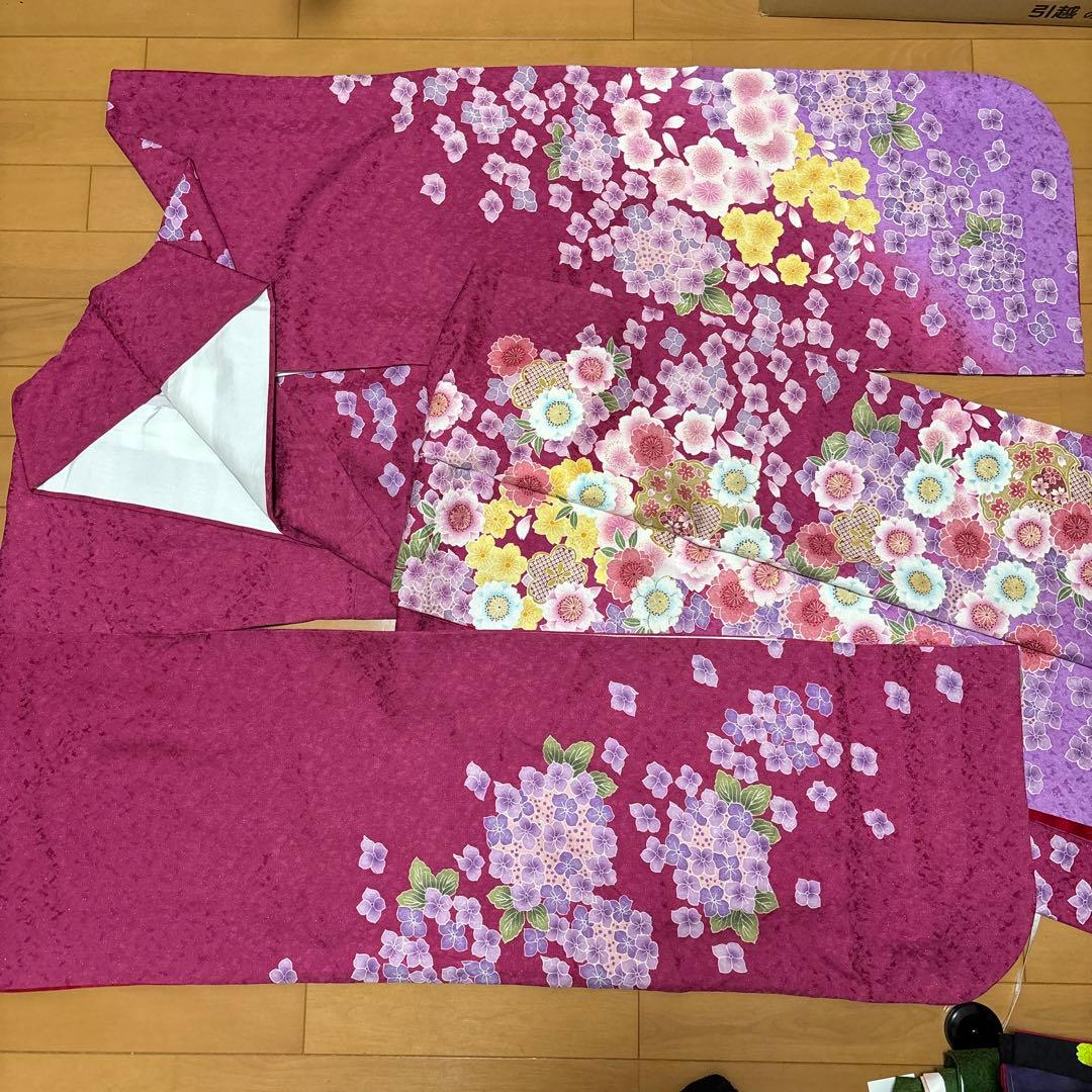 【6/25】振袖☆桜・紫陽花柄（紫色）