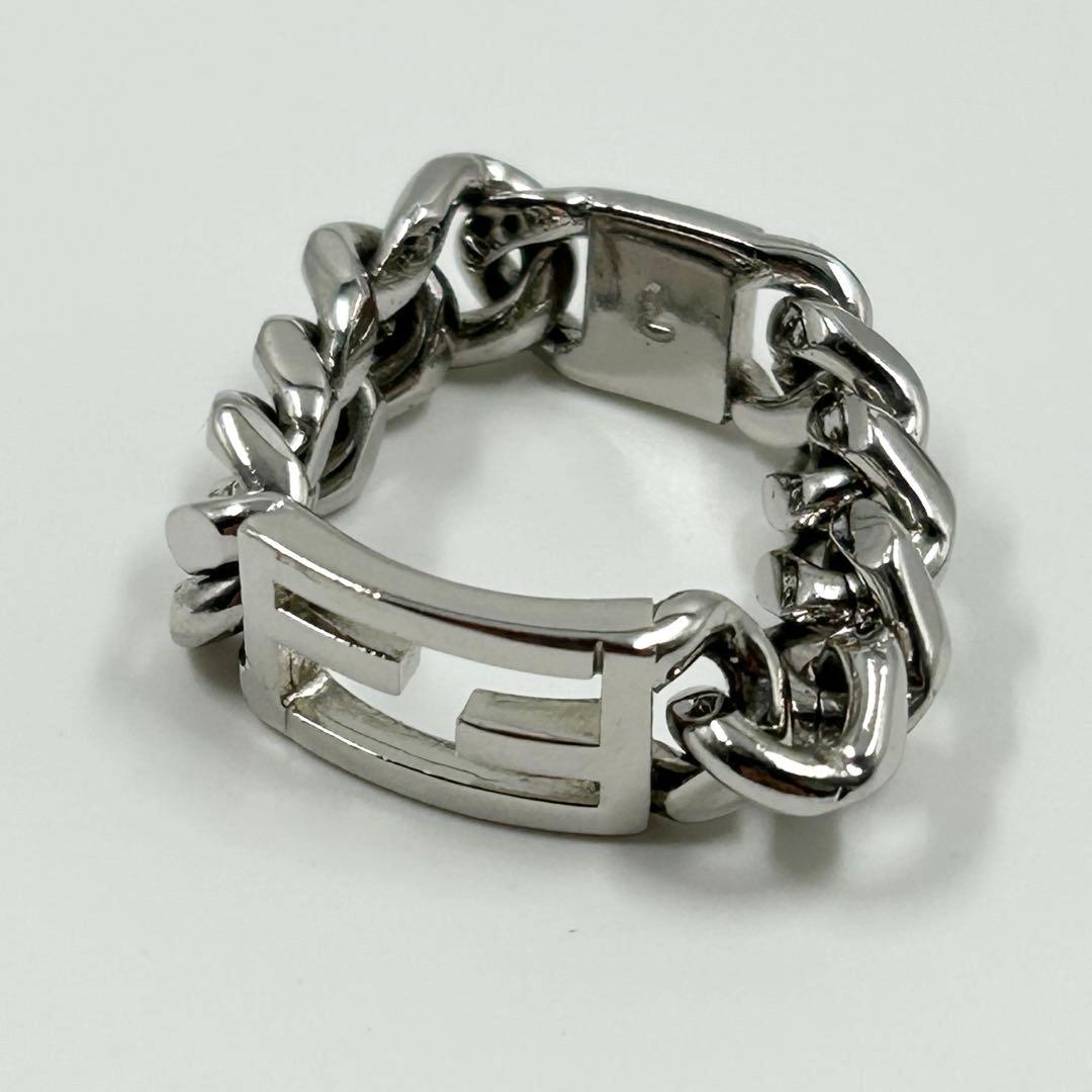 美品✨　フェンディ　バゲット　チェーンリング　ロゴ　FF シルバー　ロゴ　L