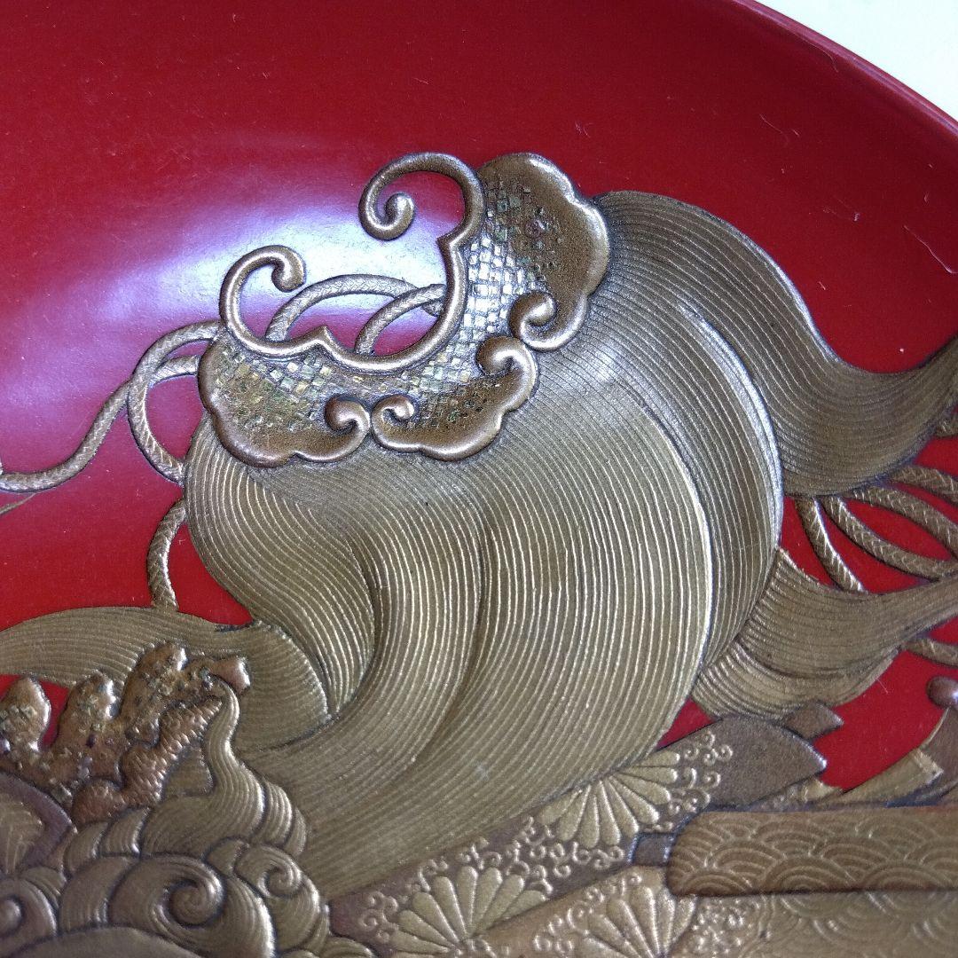 加賀蒔絵　高蒔絵祝い　三つ杯　盃　漆芸　時代高級高蒔絵杯　大正期　黒塗共箱