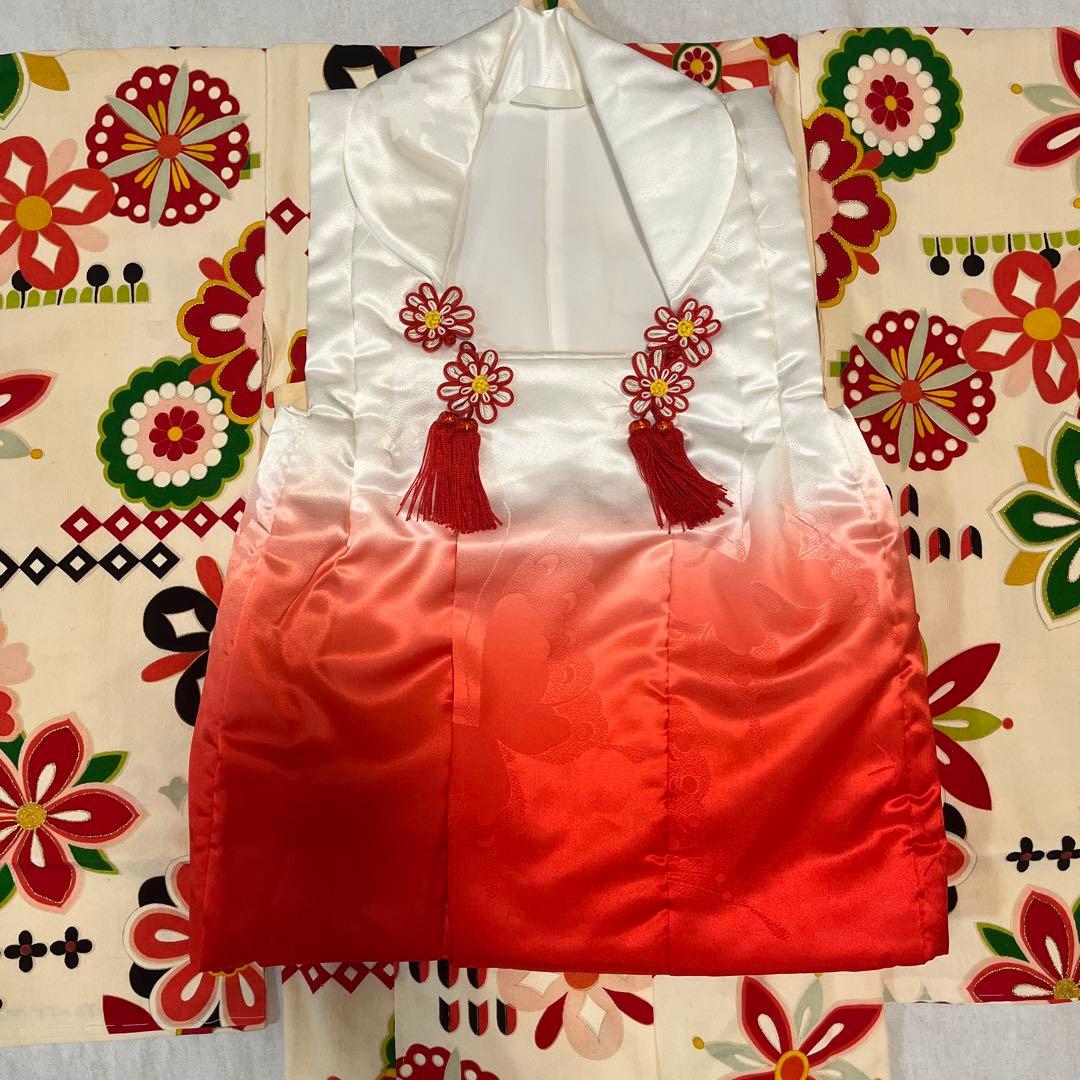 七五三　3歳　アンティーク　正絹　アイボリー