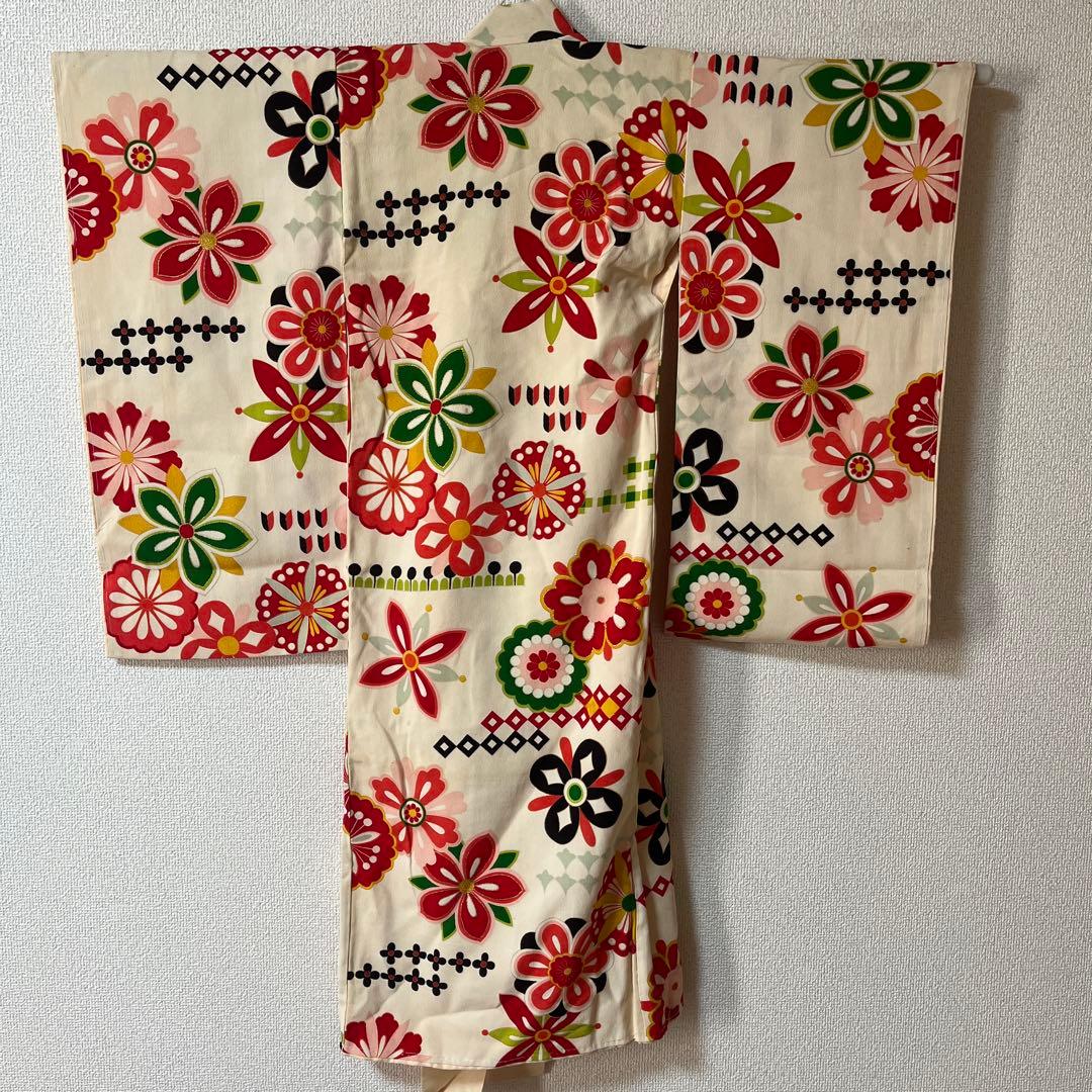 七五三　3歳　アンティーク　正絹　アイボリー