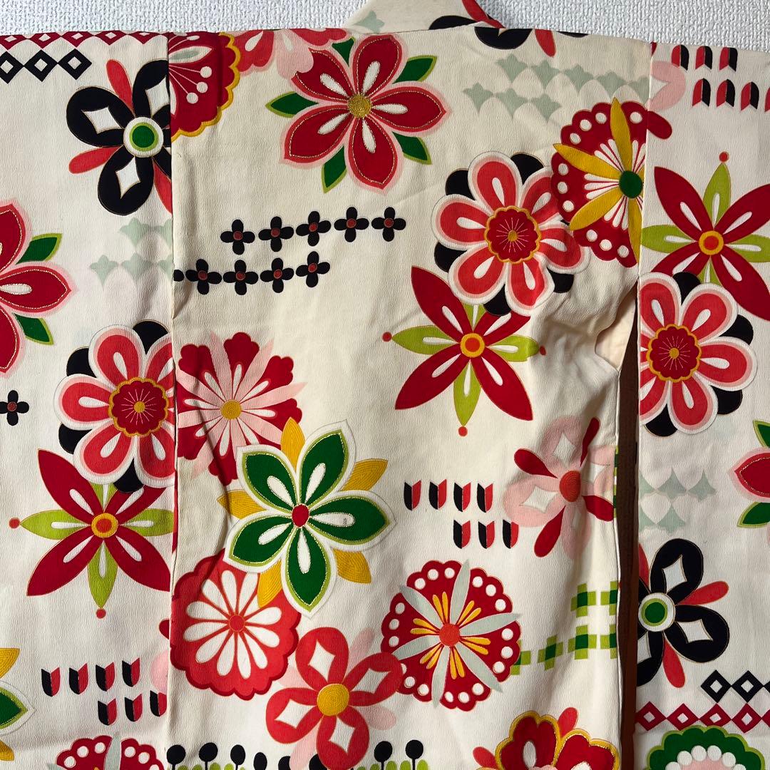 七五三　3歳　アンティーク　正絹　アイボリー