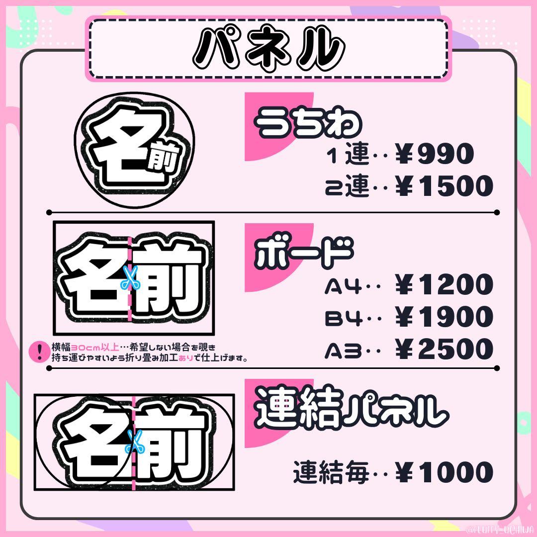 うちわ文字 団扇屋さん オーダー ぷっくり ネームボード 連結パネル 折り畳み