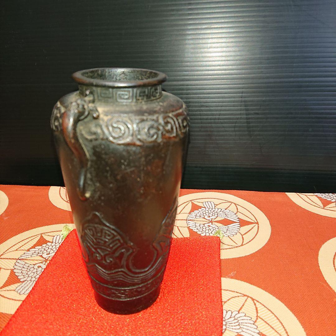 古銅龍耳瓶、花入時代物古美術