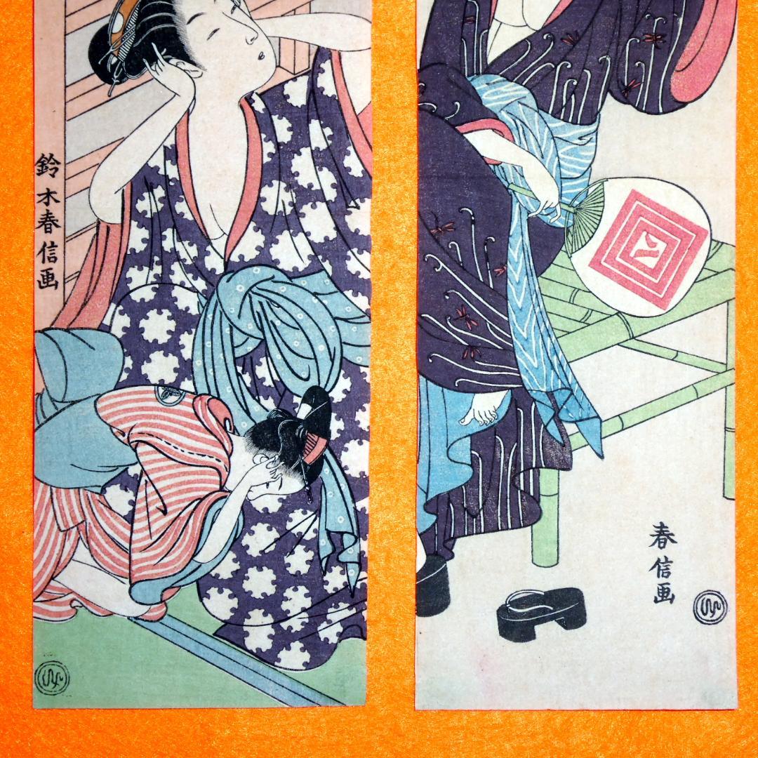柱絵（短冊形）　浮世絵　4枚