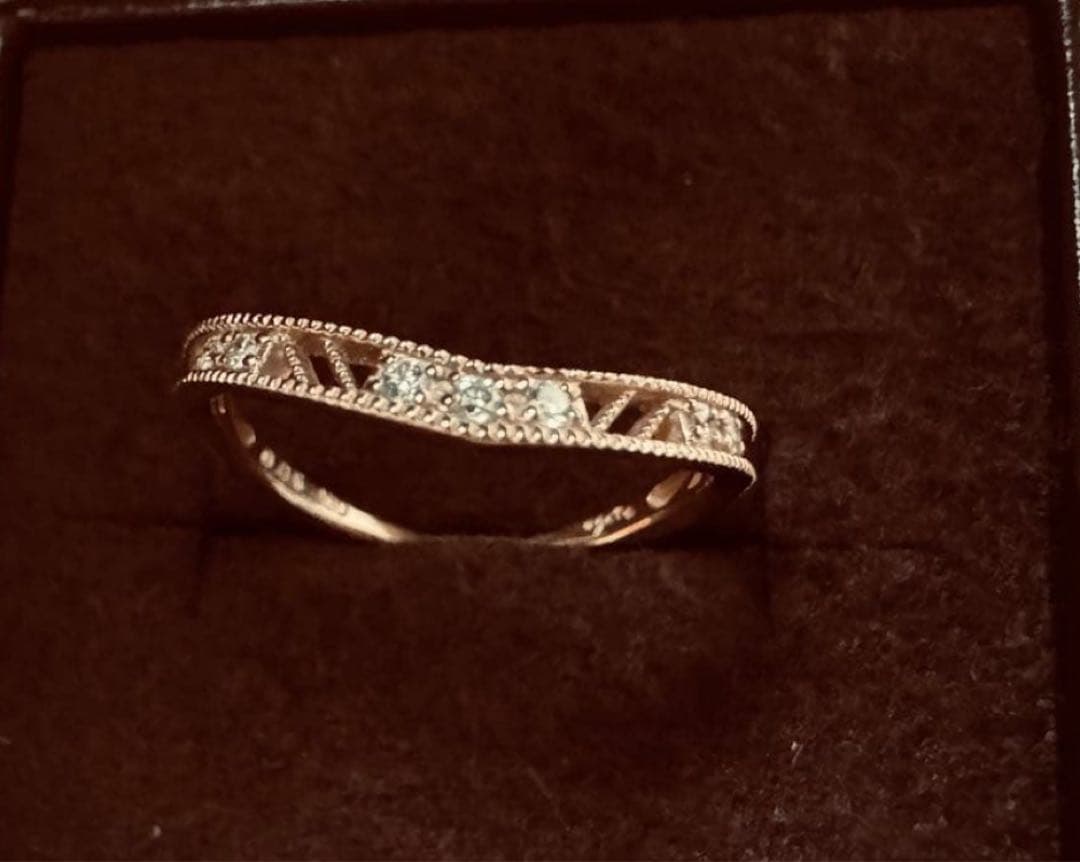 agete アガット K10 ダイヤモンド リング 指輪 7号 箱・証明書付き