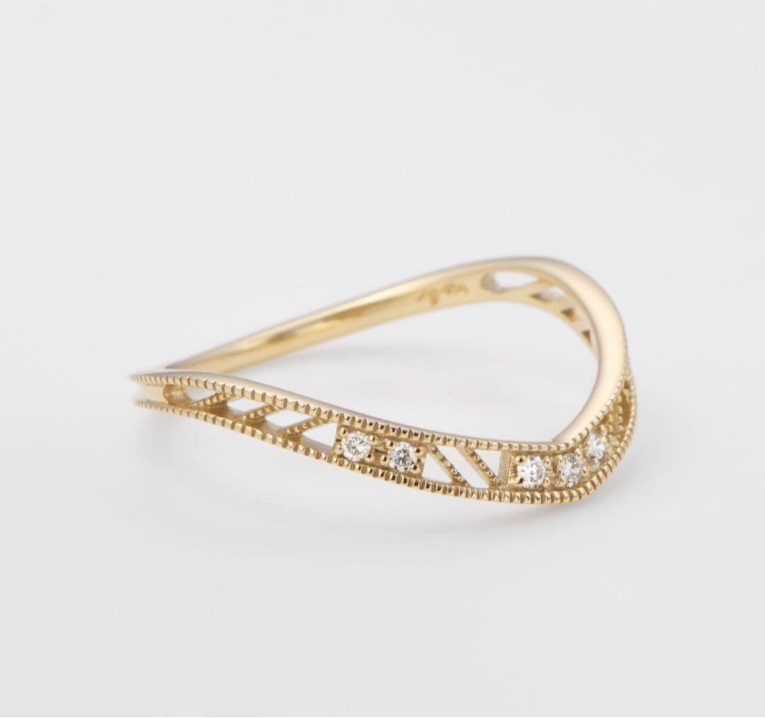 agete アガット K10 ダイヤモンド リング 指輪 7号 箱・証明書付き