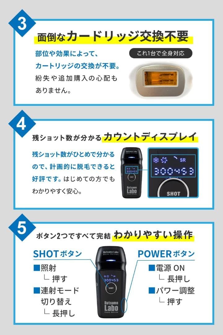 脱毛ラボ ホームエディション ( ブラック ) 家庭用光美容器 VIO対応