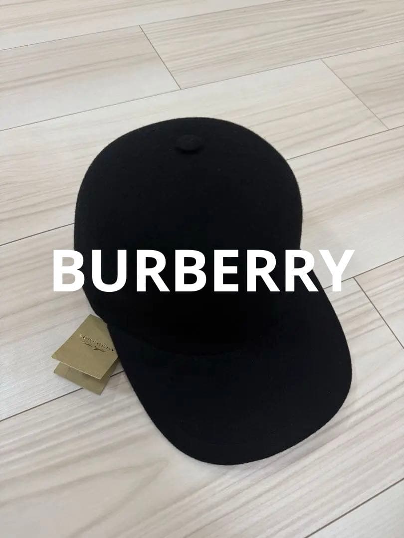 バーバリー　ウール　カシミヤ　キャップ ブラック　 S　メンズ　レディース