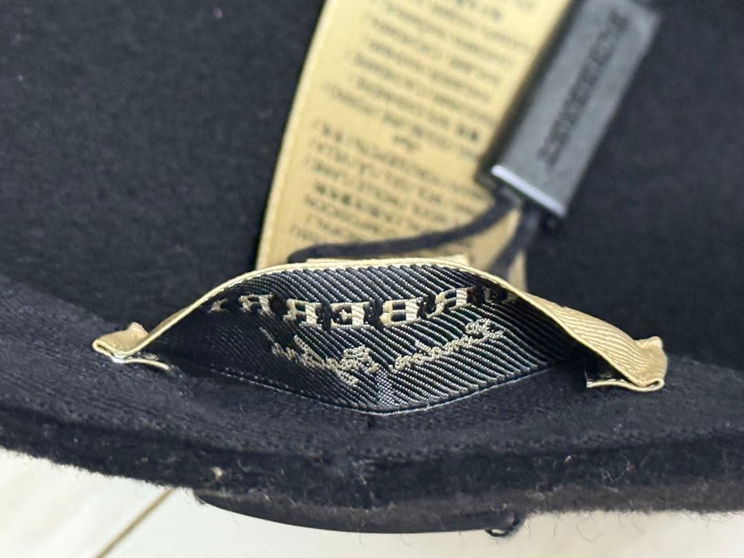 バーバリー　ウール　カシミヤ　キャップ ブラック　 S　メンズ　レディース