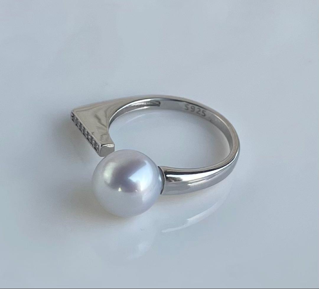 白蝶真珠 s925リング 指輪 南洋パール ハイブランド感 モダンデザイン