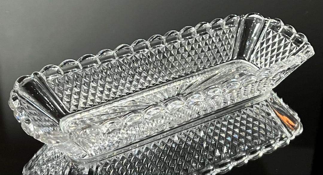 Baccarat バカラ/※19世紀 刻印有　ディアマンビゾー　長皿　トレイ