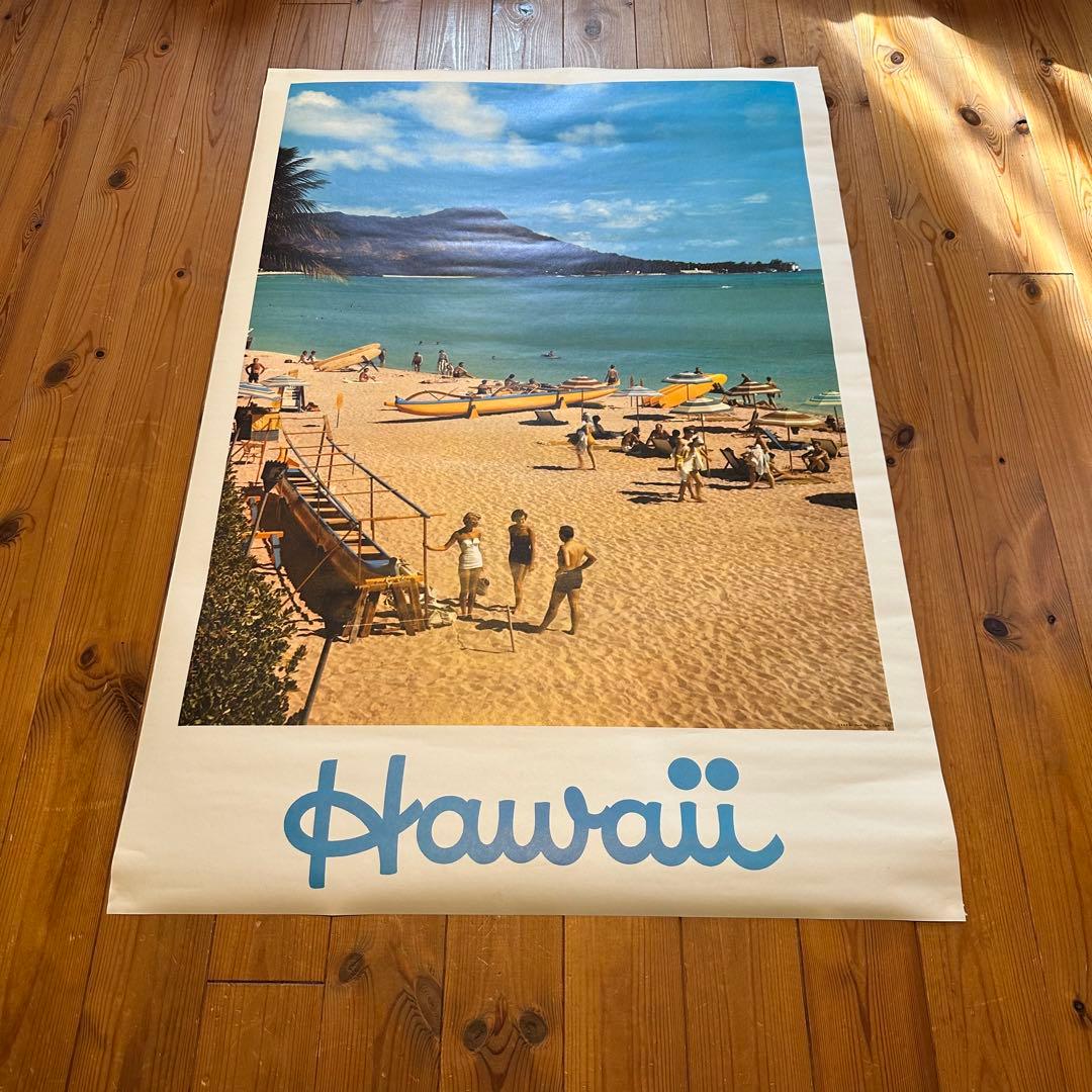 未使用品70sオリジナルhawaii ハワイ観光局プロモーションポスターワイキキ