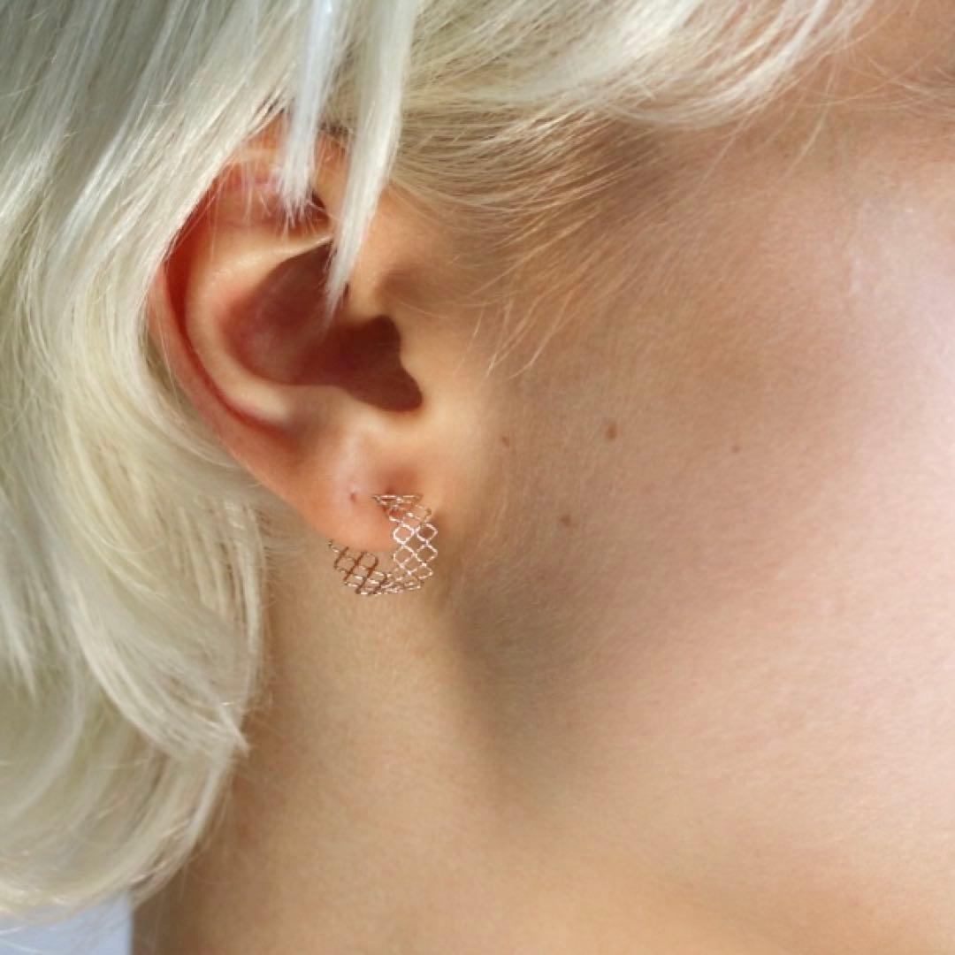 【美品】cui-cui ゴールド メッシュ フープ ピアス | K10YG
