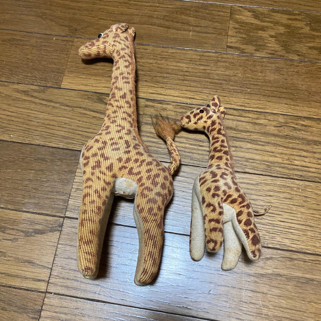 ヴィンテージ　きりんの親子　ぬいぐるみ　動物園ぬいぐるみ　昭和レトロ