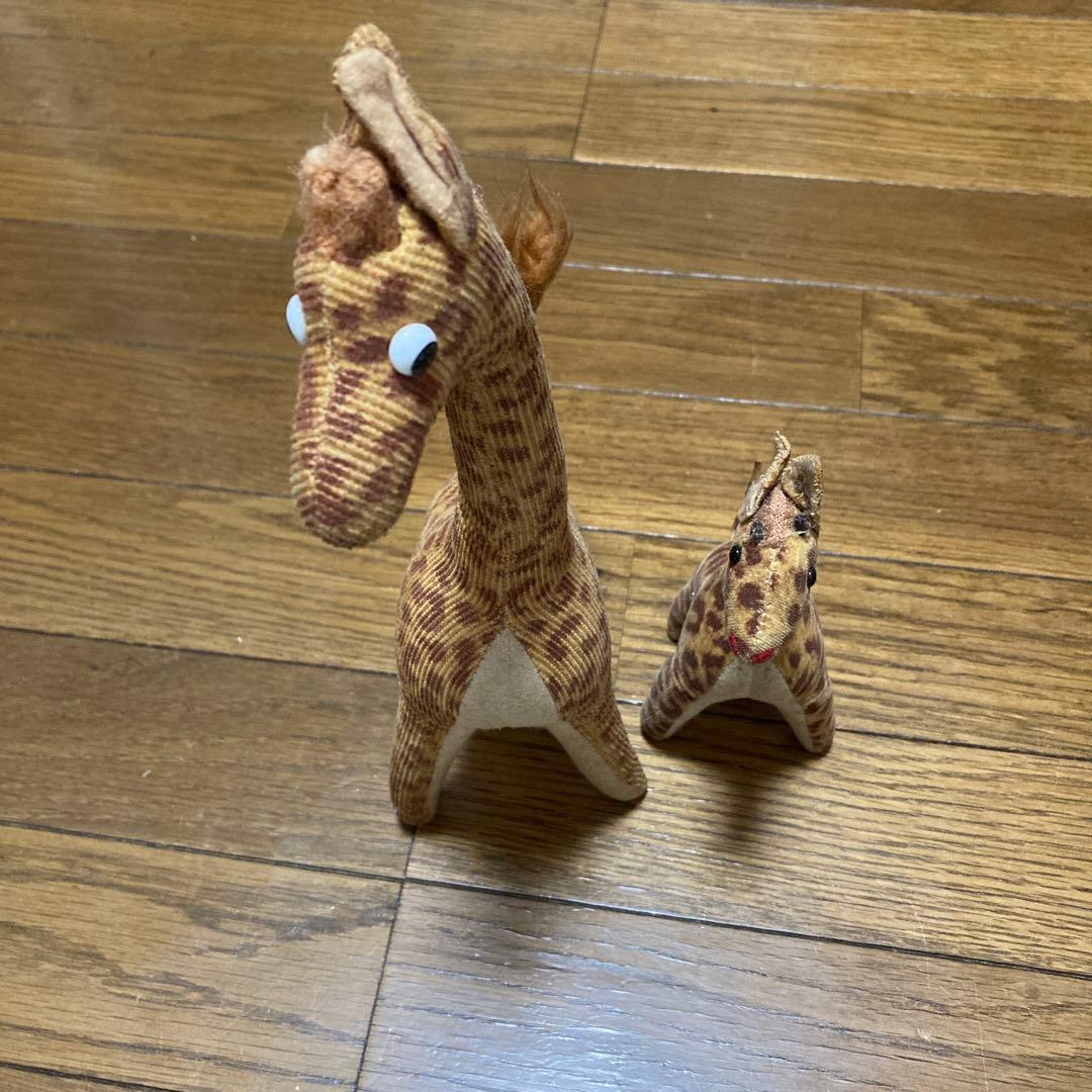ヴィンテージ　きりんの親子　ぬいぐるみ　動物園ぬいぐるみ　昭和レトロ