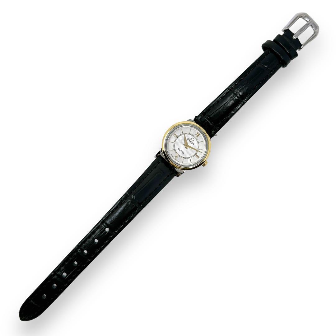 オメガ デビル プレステージ コンビ 革ベルト クオーツ レディース 時計 稼働