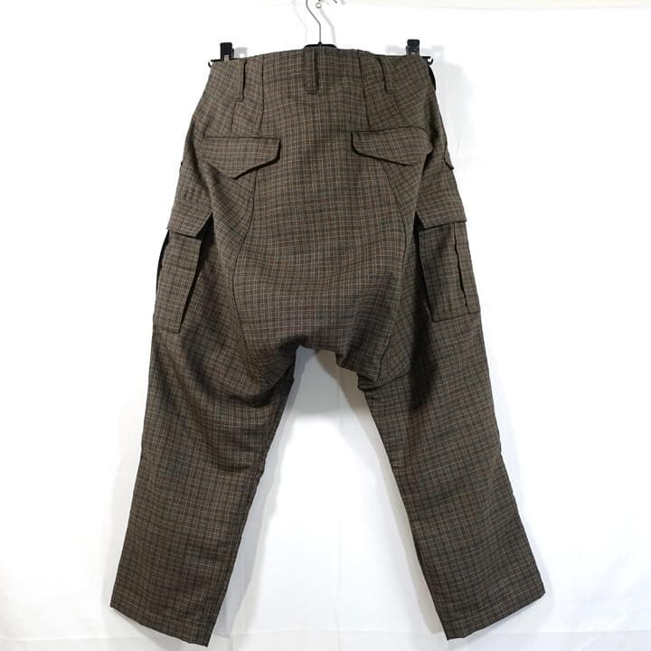 ★Yx★ジュンヤワタナベマン　茶系チェック地サルエルカーゴパンツ　JUNY