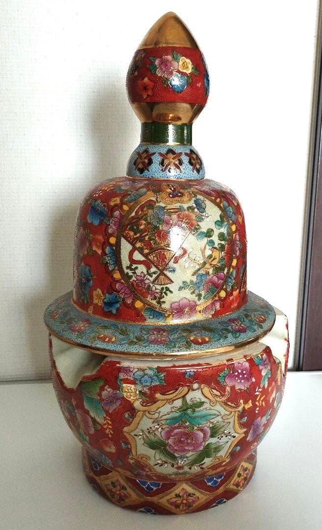 薩摩焼風　伝統工芸品　大和絵　沈香壺 沈降壺