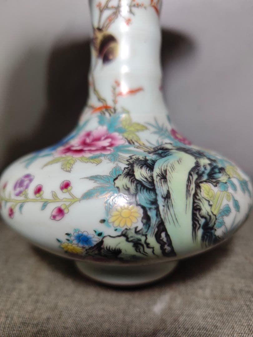 旧蔵　清国　乾隆年 粉彩 花瓶 置物　インテリア