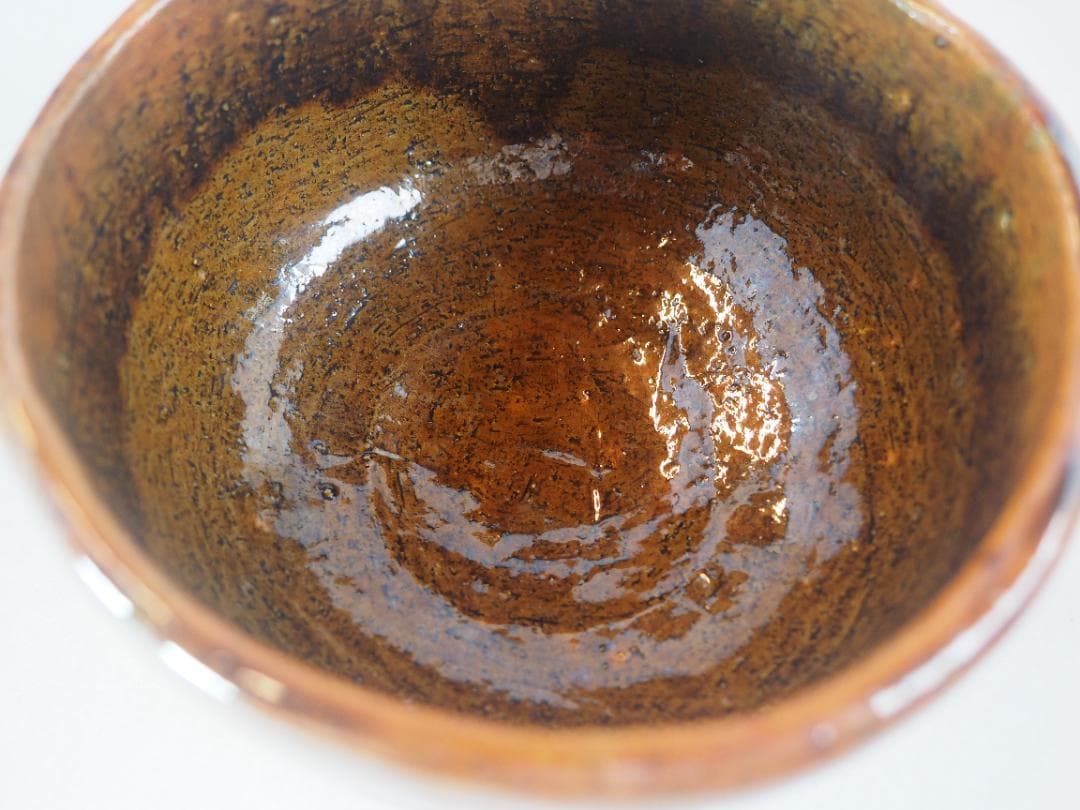 大樋長楽造　飴釉大樋茶碗