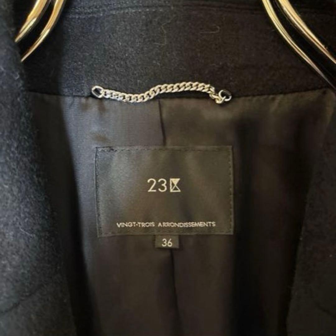 k*p様 美品＊23区 ウールカシミヤビーバー チェスター コート 36 ブラッ