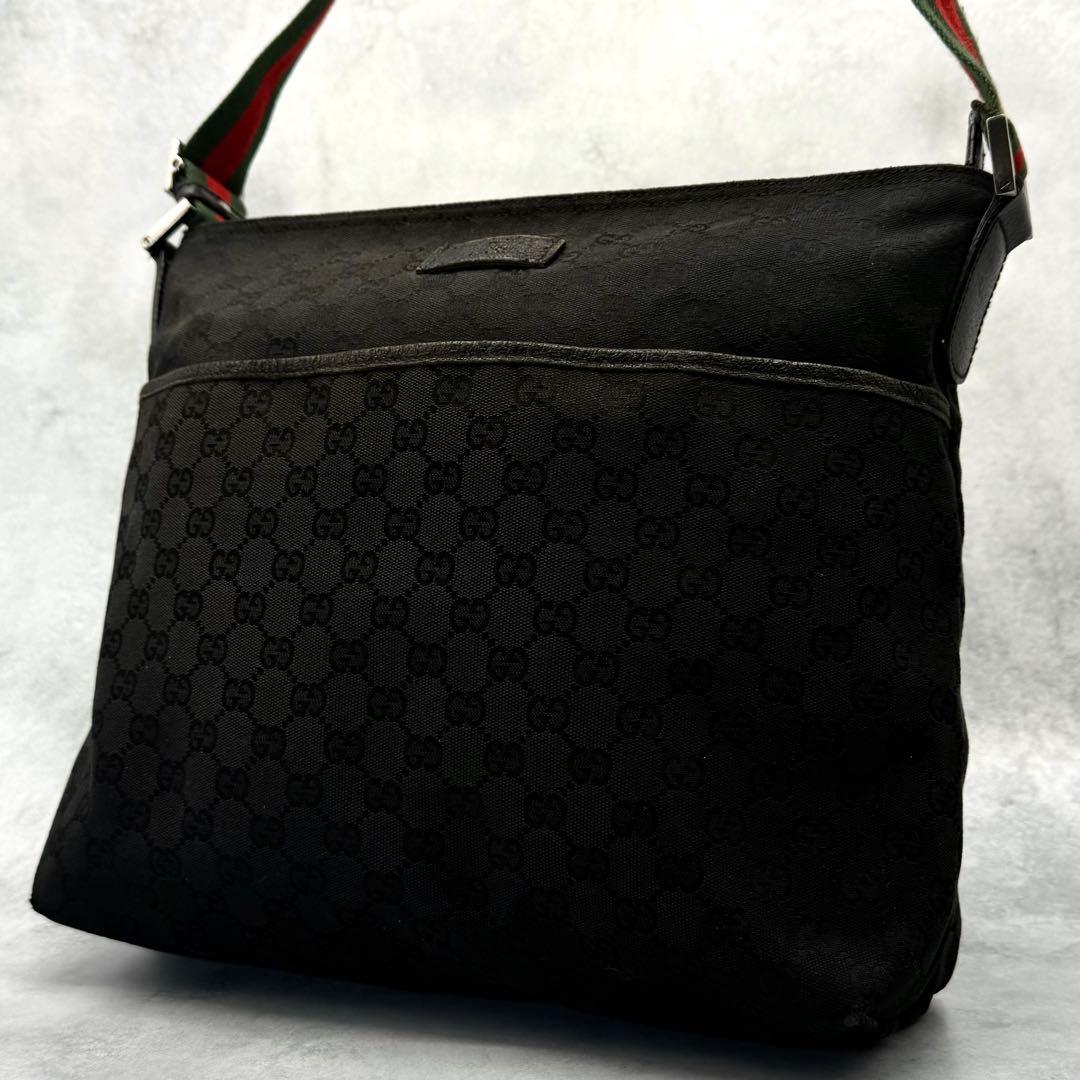 GUCCI グッチ ショルダーバッグ GG キャンバス シェリーライン ブラック