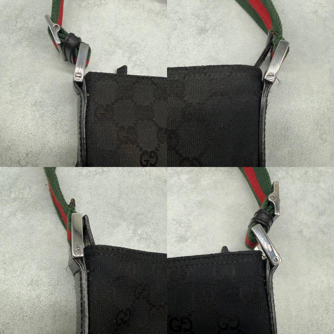 GUCCI グッチ ショルダーバッグ GG キャンバス シェリーライン ブラック