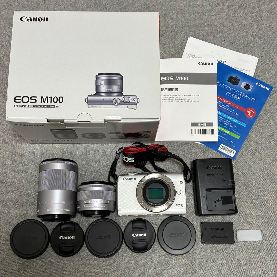 ⭐️極美品⭐️元箱付き⭐️Canon EOS M100 ダブルズームキット ホワイト