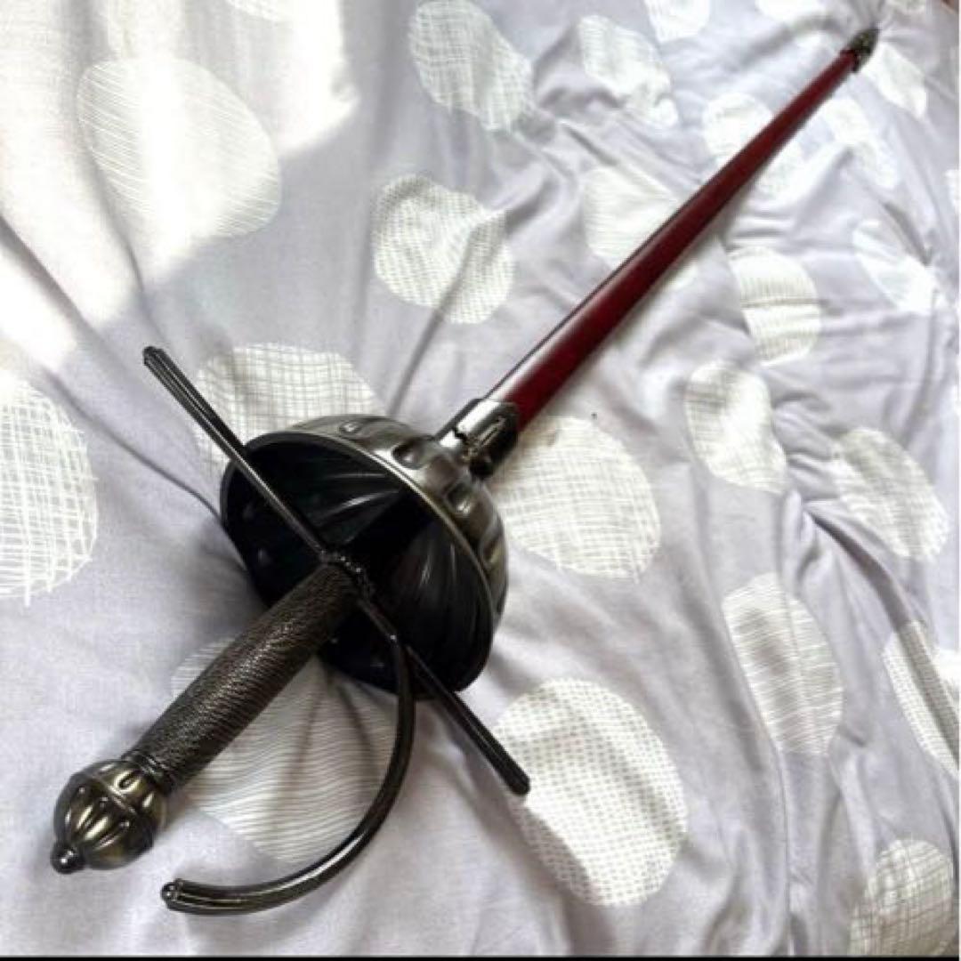 。*様 サーベル　模造刀　本格　コスプレ　赤　騎士　洋風　ヨーロッパ　刀　日本刀