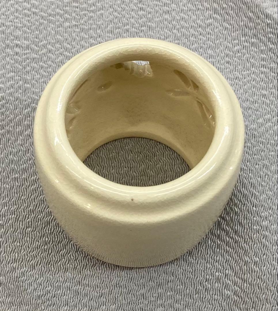 B342s 「色絵菊水透し蓋置」真葛香斎作　共布共箱　十水五石　京焼　茶道具