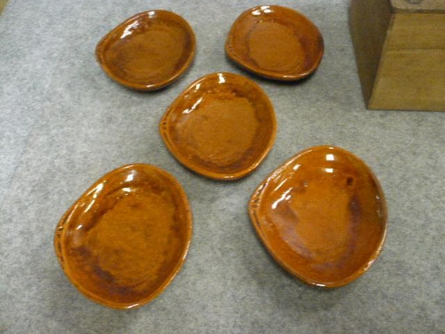 大樋焼貝形菓子皿5枚 [B31637]