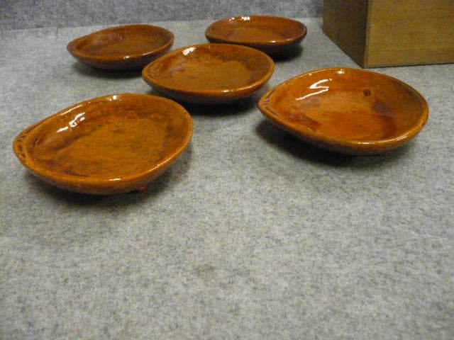 大樋焼貝形菓子皿5枚 [B31637]