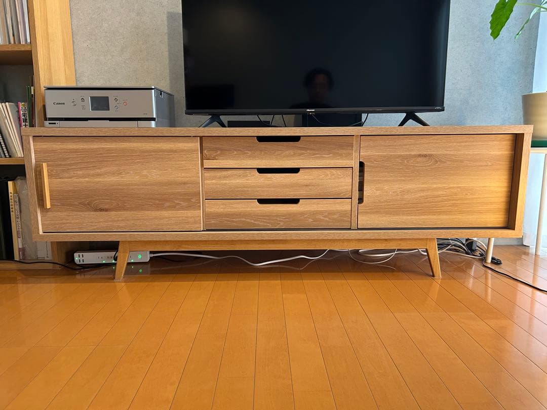 【極美品／大川家具】北欧テイスト/テレビボード/ナチュラル165cm